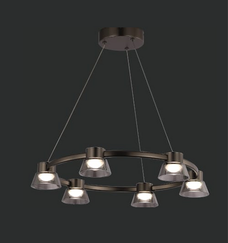 Gunmetal Black and  Smoke Glass Chandelier