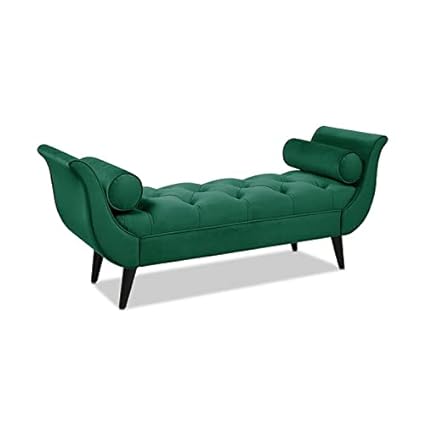 Two Seater Sofa Bench for Living Room in Green Velvet (W: 64.5" x H: 25.5" x D: 20")