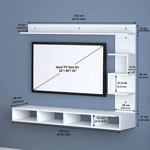 Mount TV Unit/TV Stand/TV Cabinet/TV Entertainment Unit/Set Top Box Stand (White) (Ideal for 43 Inch)