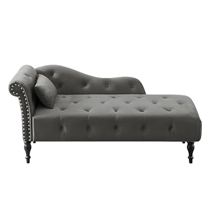 Velvet Chaise Lounge X Indoor, Sleeper Lounge Sofa with Nailhead Trim,for Living Room, Office,Apartment (Grey 2)