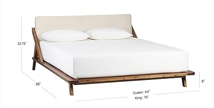 Solid Wood Bolton Platform Bed with Upholstered Headboard