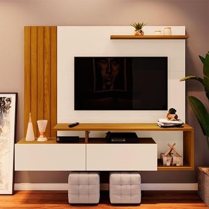 TV Entertainment Wall Mount Unit Living Room Furniture Wall Panel for Tv Unit up to 43 inches- Dark Brown