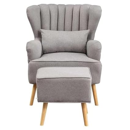 Wing Chair for Living Room Bedroom High Back Arm Chair Cushioned Lounge Chair Single Seater Sofa |Luxury Rest Chair Arm Chair (Colour Grey)