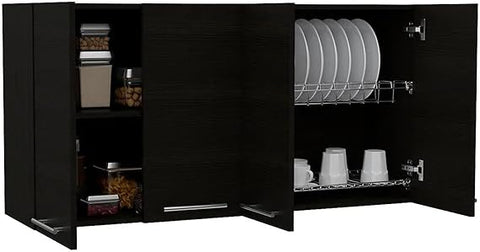 Wall Mounted Kitchen Cabinet Multi-Purpose Cabinet for Kitchen Pantry and Bathroom Organizer Color: Black || Assembly -DIY (Do-It-Yourself)