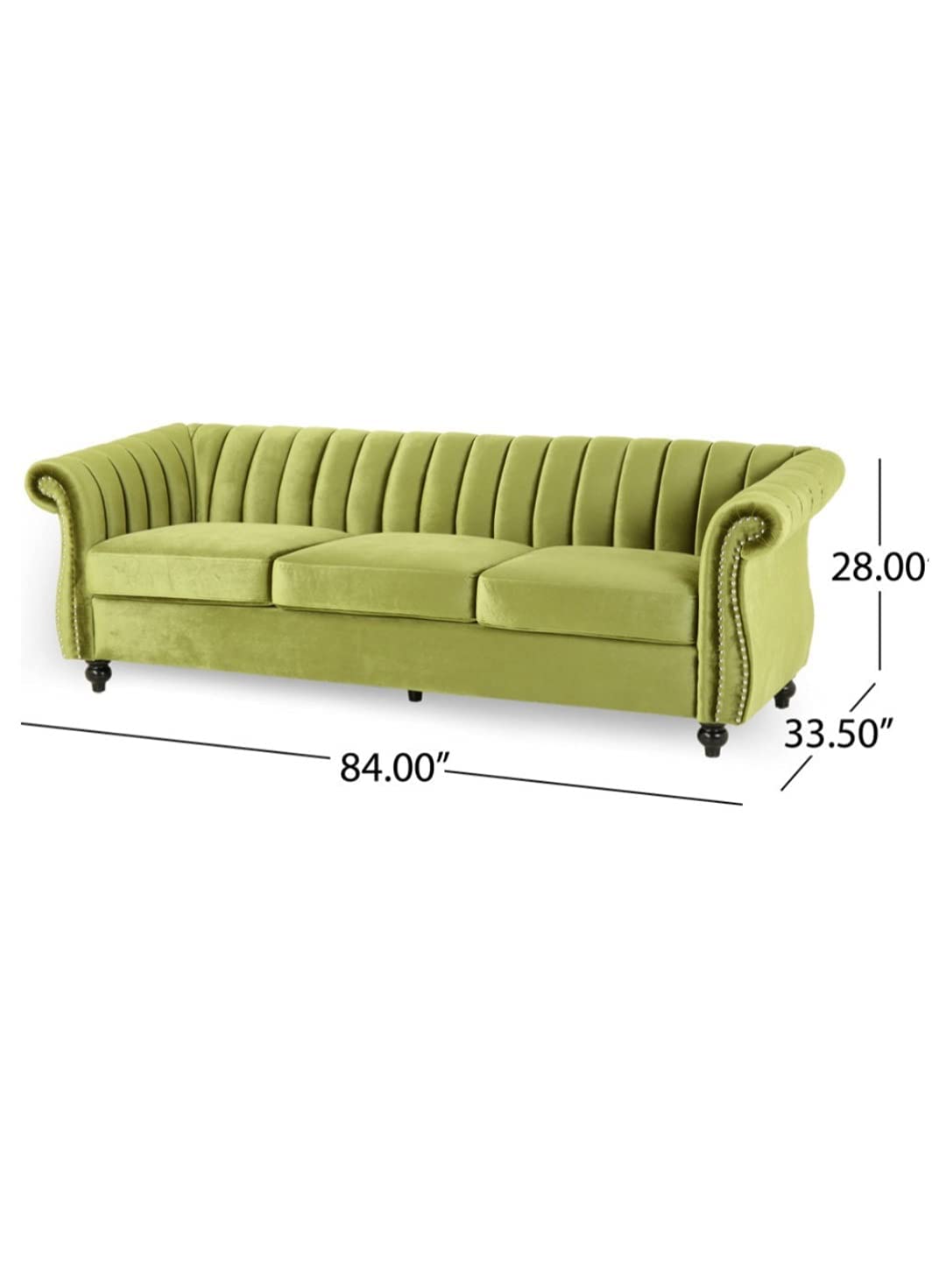 Balletic Velvet Chesterfield Three Seater Sofa Velvet Green