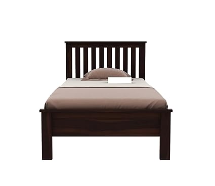 Wood Single Bed Without Storage - Elegant and Functional Bedroom Furniture (Walnut Finish)