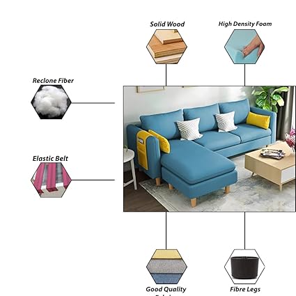 Premium Fabric Sofa 4 Seater L Shape Sofa Set for Living Room.