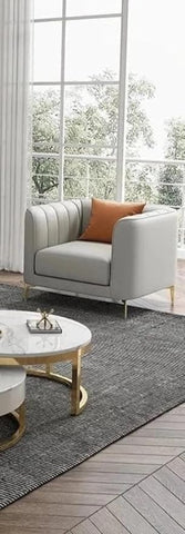 Nice Maple Flex Luxury Straight Line Sofa Set in Leatherette (Grey Three + One)