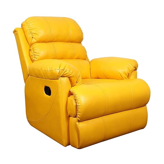 Rocking Revolving Recliner, Fully Comfortable & Durable, Single Seater Sofa, Living Room Recliner Chair, Thickened Padded Arm/Back(Yellow)