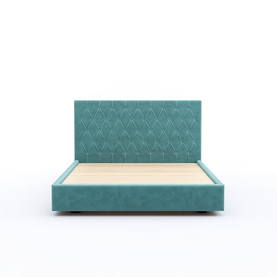 Solid Wood King Size Bed | Colour - Aqua Blue