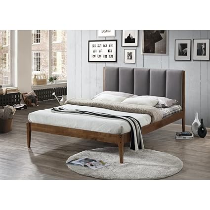 Low Profile Upholstered Platform Queen Size Bed Without Mattress for Bedroom (Light Grey, Engineered Wood) Mattress Size 5 x 6.5 Foot| 12 Month Warranty