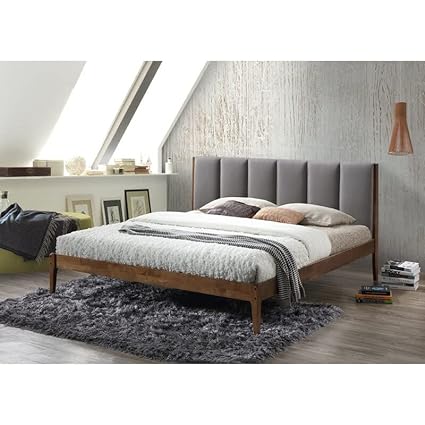 Low Profile Upholstered Platform Queen Size Bed Without Mattress for Bedroom (Light Grey, Engineered Wood) Mattress Size 5 x 6.5 Foot| 12 Month Warranty