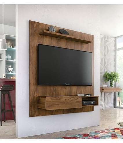 Room Furniture Wall Panel for Tv Unit up to 43 inches, Dark Brown,Upto 43 inch(SS-008)