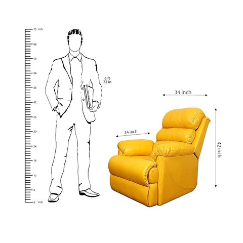 Rocking Revolving Recliner, Fully Comfortable & Durable, Single Seater Sofa, Living Room Recliner Chair, Thickened Padded Arm/Back(Yellow)