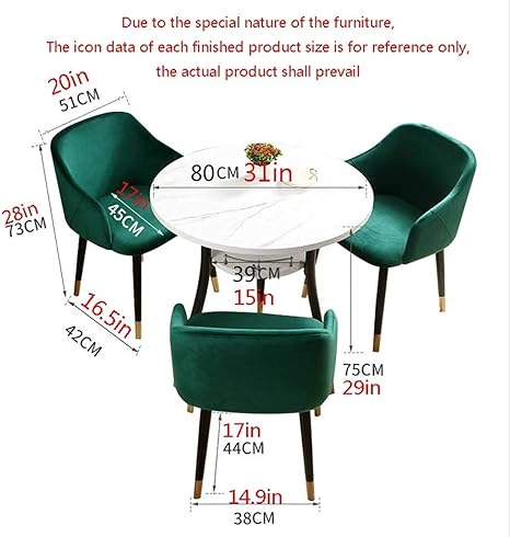 Dining Table Set Table and Chairs Set for Home, Round Table Living Room Kitchen Dining Table Combination Beauty Salon Cinema Library (Color : Green) (Green)