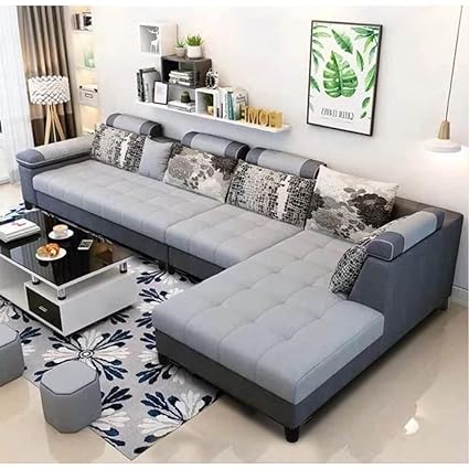 Sofa for Living Room (Grey Black Fabric) Right Side