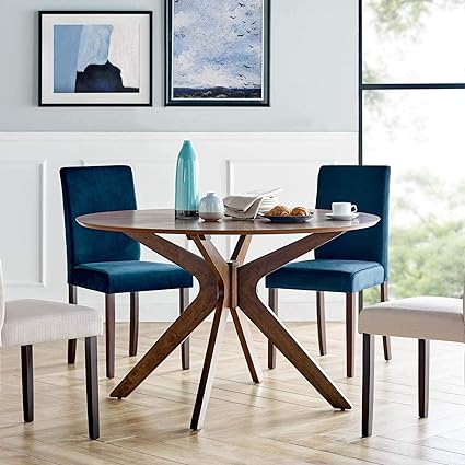 Round Wood Dining Table, Walnut