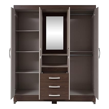 Engineered Wood Wardrobe Biege, 4 Doors