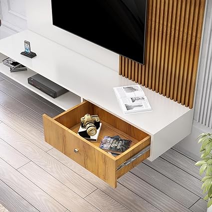 TV Unit for Living Room, Bedroom Unit Cabinet Base Mount with Storage Ideal for TV Upto 30 to 52" (D.I.Y) (Frosty White & Giant Wood)