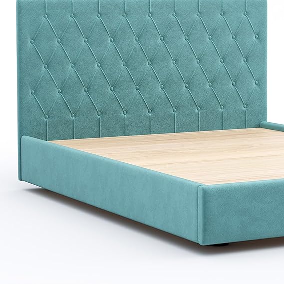 Solid Wood King Size Bed | Colour - Aqua Blue