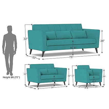 Daniel 3+2+1 6 Seater Sofa Set (Aqua Blue)