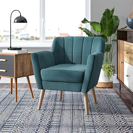 Faizah Upholstered Armchair Fabric joot (31.5'' H X 27.6'' W X 28.3'' D) for Living Room, Drawing Room,Bedroom, Meeting Room (Teal-Blue)