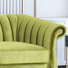 Balletic Velvet Chesterfield Three Seater Sofa Velvet Green